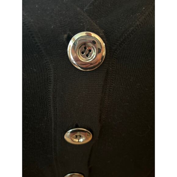 Lady Hathaway Black Cardigan Long Line Silver Buttons Long Sleeve Size Large NEW - Picture 8 of 9
